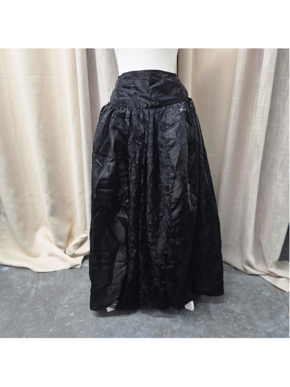 Gothic Elegance Taffeta Lace Maxi Skirt Whimsigoth Vampire Romantic Goth